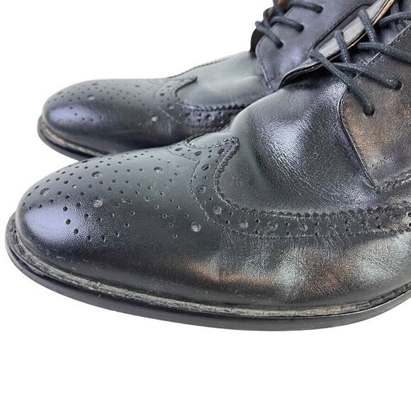 Aston Grey Collection Cross Mens Black Leather Wingtip Oxford Dress Shoes sz 9 - Picture 8 of 16